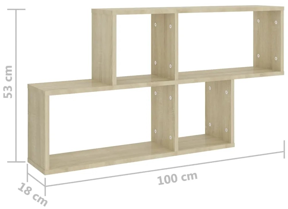 Estante de parede 100x18x53 cm deriv. madeira carvalho sonoma