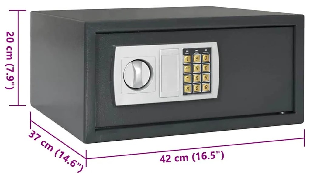 Cofre Eletrónico Cinza Escuro 42x37x20 cm Aço