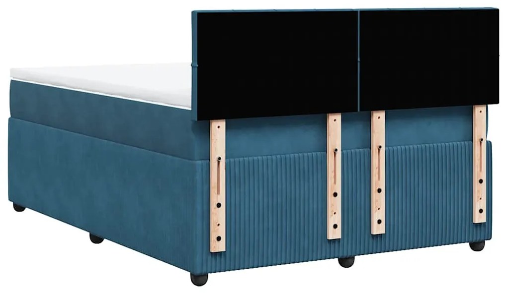 Cama com molas/colchão 140x200 cm veludo azul