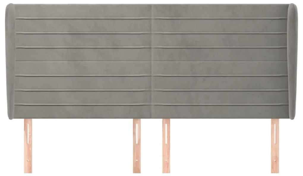 Cabeceira cama c/ abas veludo 203x23x118/128 cm cinzento-claro