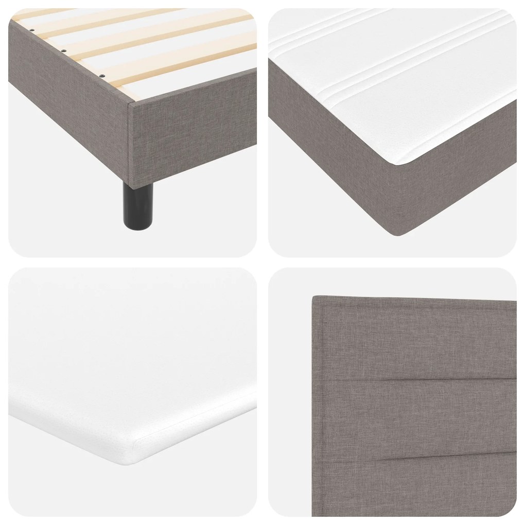 Cama Box Spring vidaXL com Colchão Taupe 80x200 cm Tecido