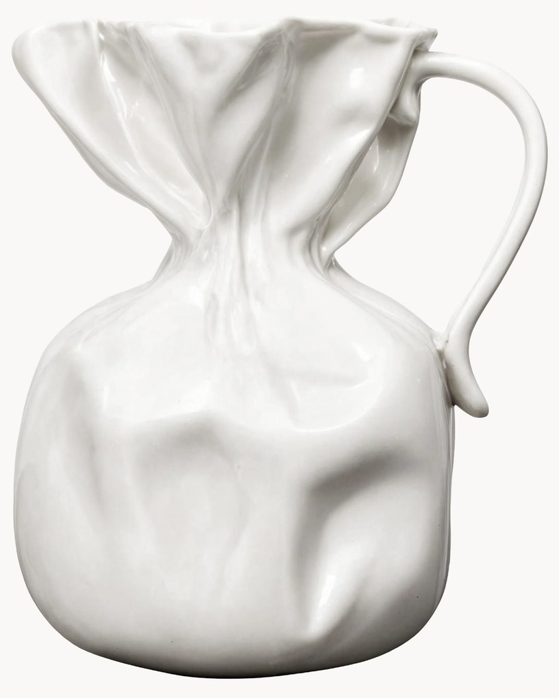 Jarra em porcelana Crumple, Alt 26 cm