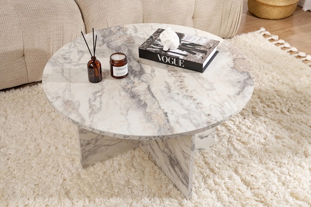 Mesa de Centro Harmoni – Mármore Freesia – 80x45x80 cm