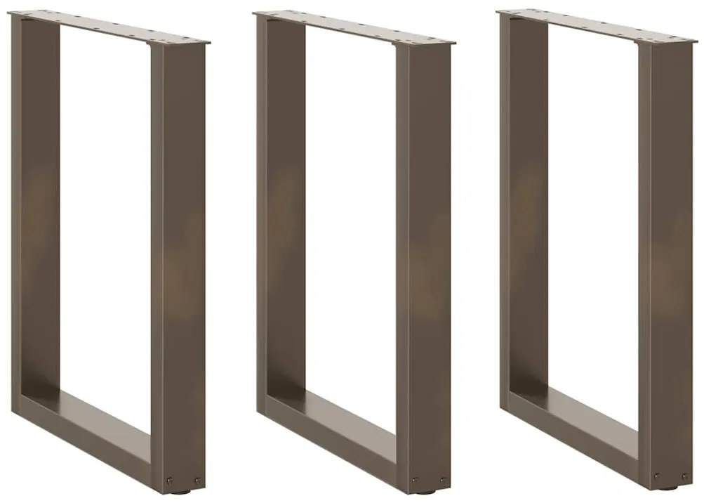 Pés para mesa de jantar em formato de U, 3 peças, aço natural, 70x(72-