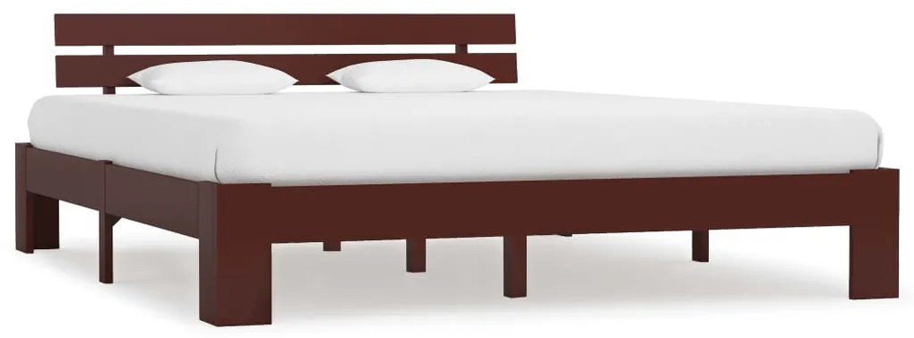 Estrutura de cama 160x200 cm pinho maciço castanho-escuro