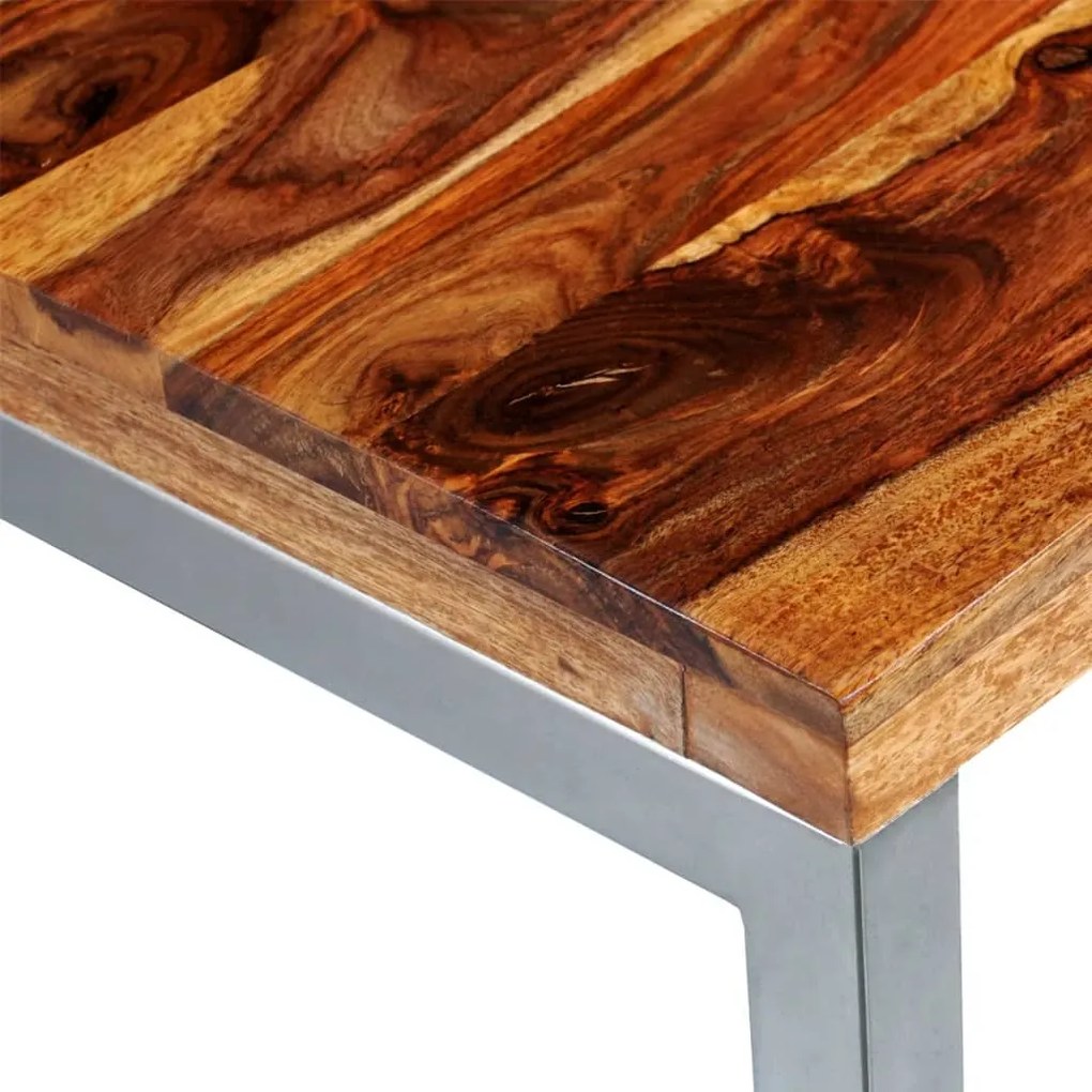 Mesa de jantar/escritório pernas de aço madeira maciça