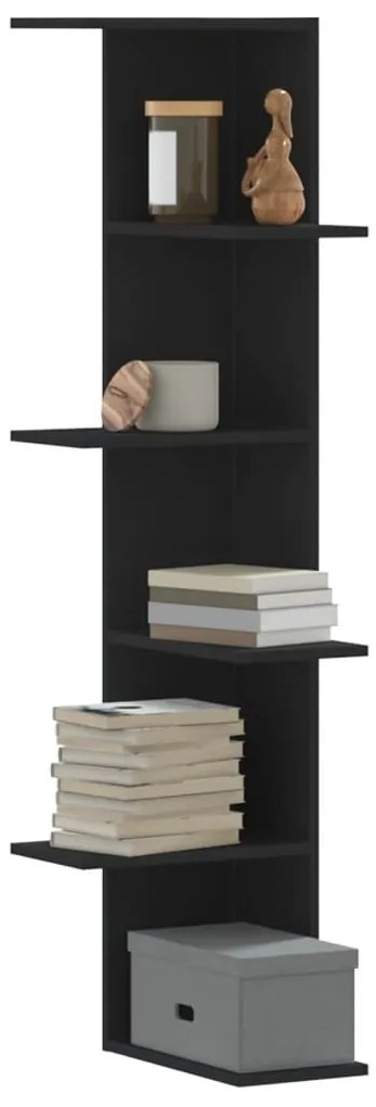 Estante parede p/ canto 36,5x36,5x140 cm deriv. madeira preto