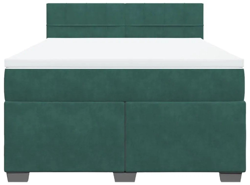 Cama com molas/colchão 140x200 cm veludo verde-escuro