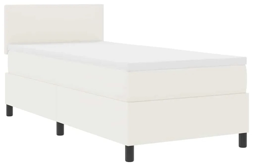 Cama Box Spring com Colchão Creme 100x200 cm Tecido de Veludo Cotelê