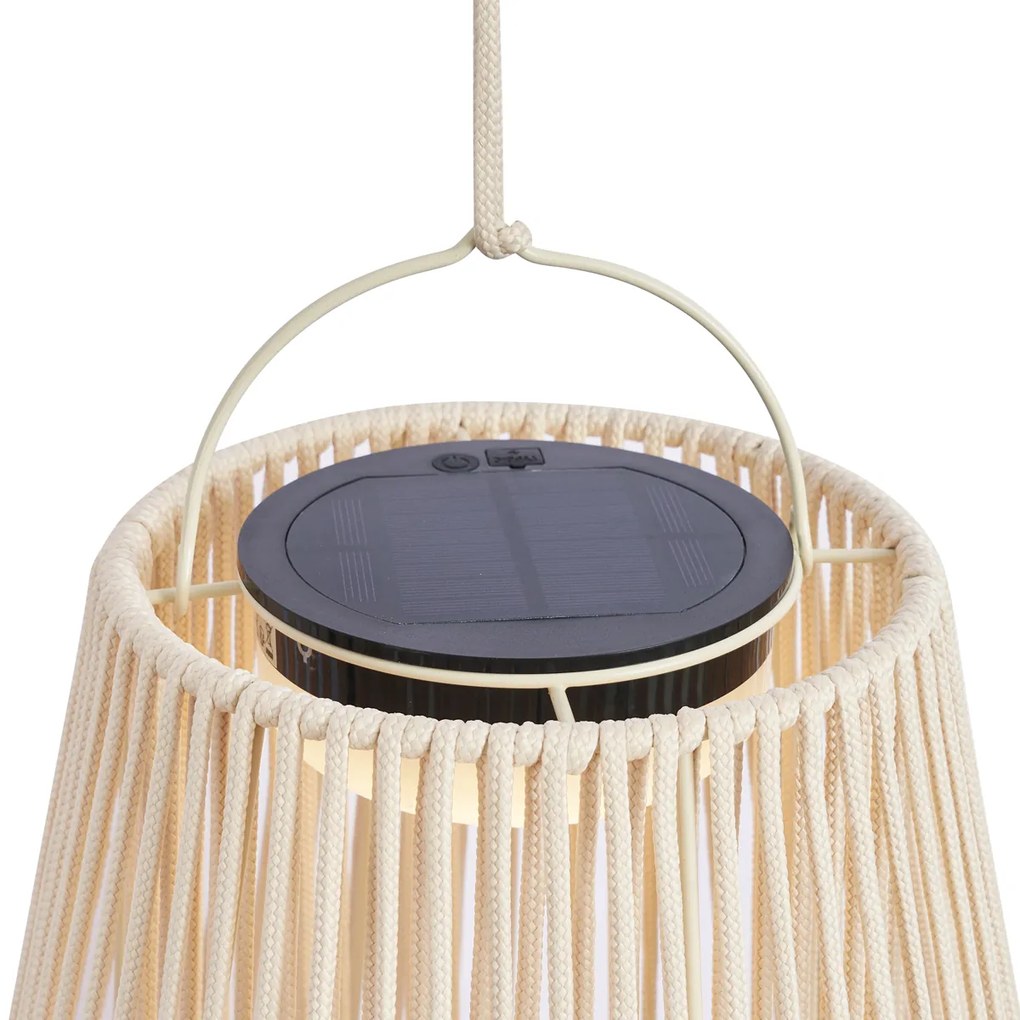Candeeiro de Mesa Boémio Bege Incl. LED Regulável em 3 Níveis IP54 Recarregável por Energia Solar - Duca Boêmio
