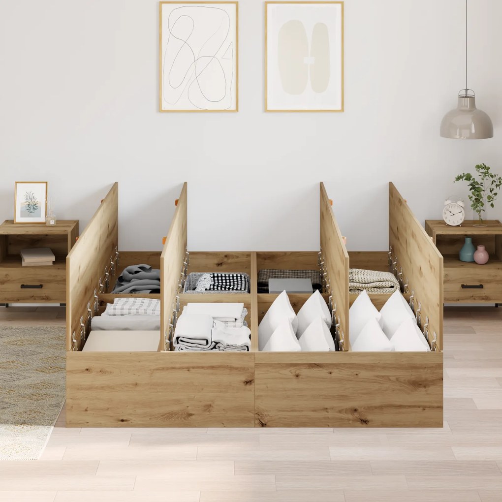 Cama de Armazenamento vidaXL Artisan Carvalho 160x200 cm