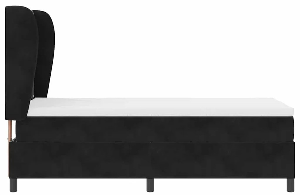 Cama Box com Colchão Preto 90x200 cm em Veludo