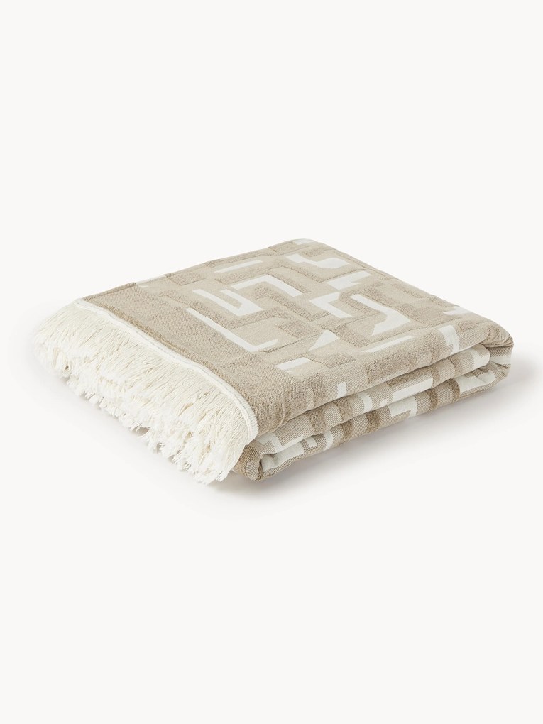 Colcha jacquard com rebordo em franjas Fran