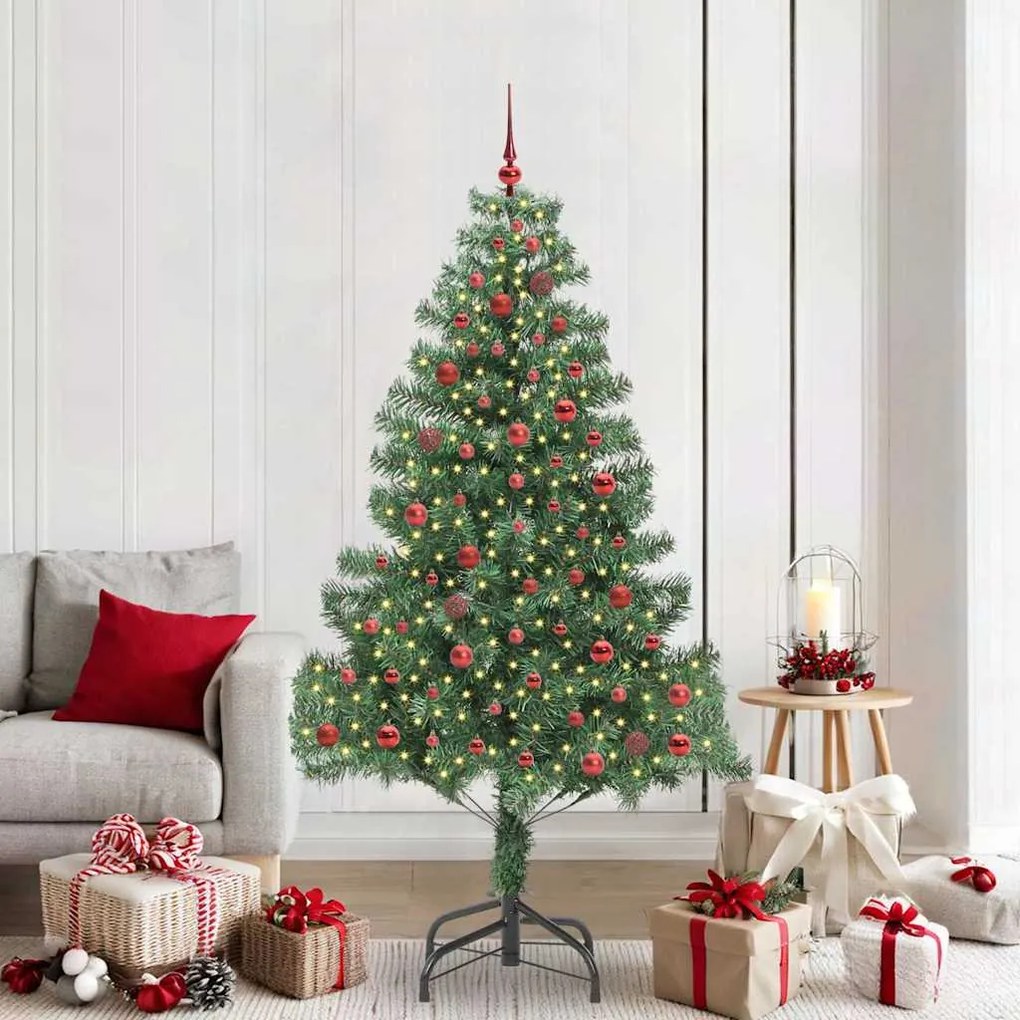 vidaXL Árvore de Natal com 300 LEDs com suporte Verde 210 cm PVC