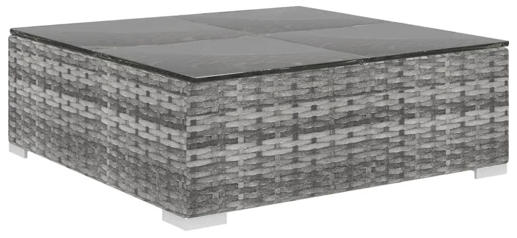 Conjunto lounge de jardim c/ almofadões 4 pcs vime PE cinzento