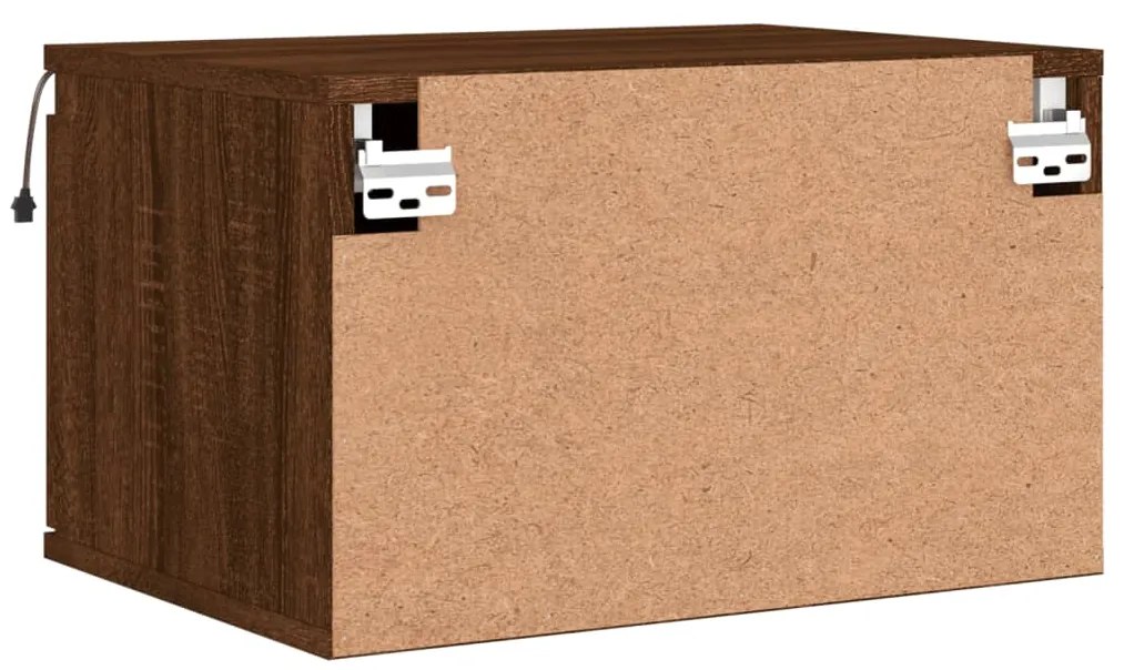 Mesa de cabeceira de parede com luzes LED carvalho castanho