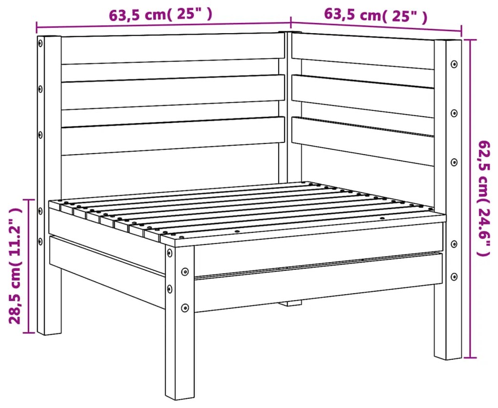 Sofás de canto para jardim 2 pcs pinho maciço castanho-mel