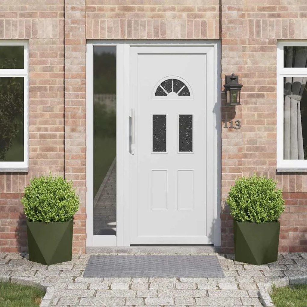 vidaXL Floreira 2 pcs Verde Oliva 40 x 40 x 40 cm Aço