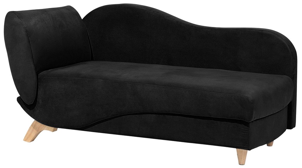Chaise-longue à esquerda de 2 lugares com arrumação em veludo preto MERI Beliani