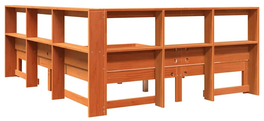 Cama com estante sem colchão 140x190 cm pinho maciço