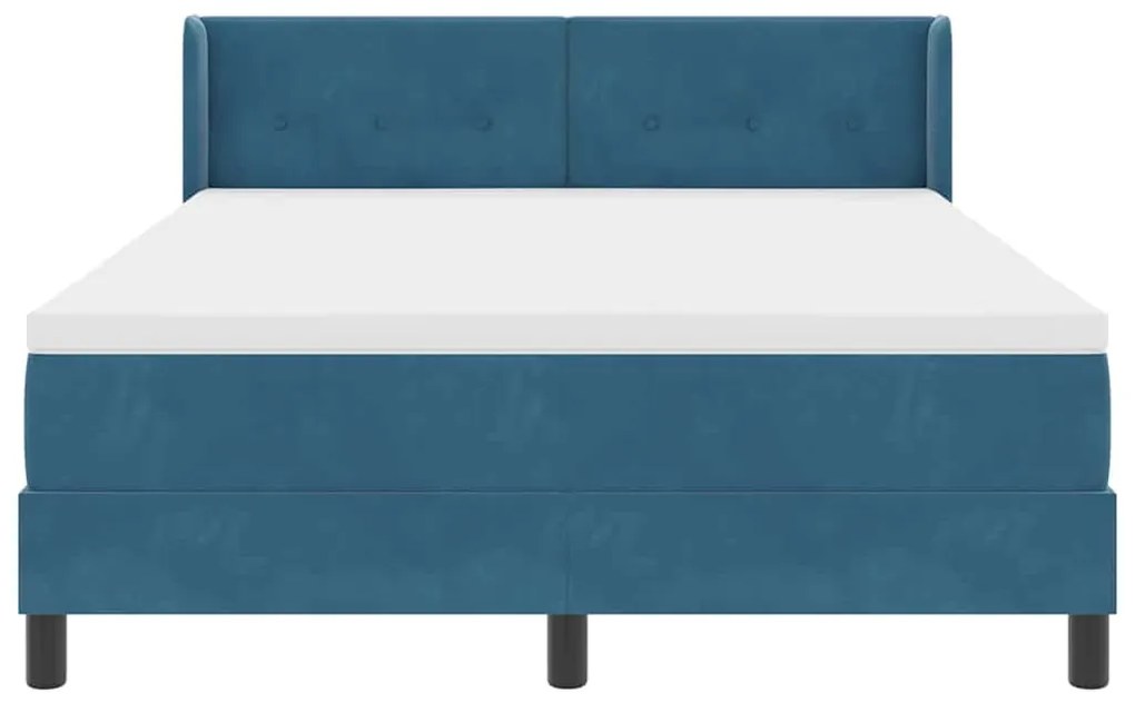 Cama Box com Colchão vidaXL Azul Escuro 140x190 cm Veludo