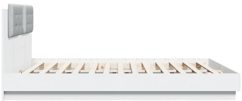 Estrutura de cama com cabeceira e luzes LED 180x200 cm branco