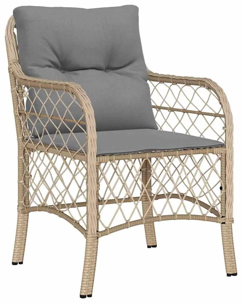 Conjunto de Jantar para Jardim com 5 Peças e Almofadas Beges em Rattan