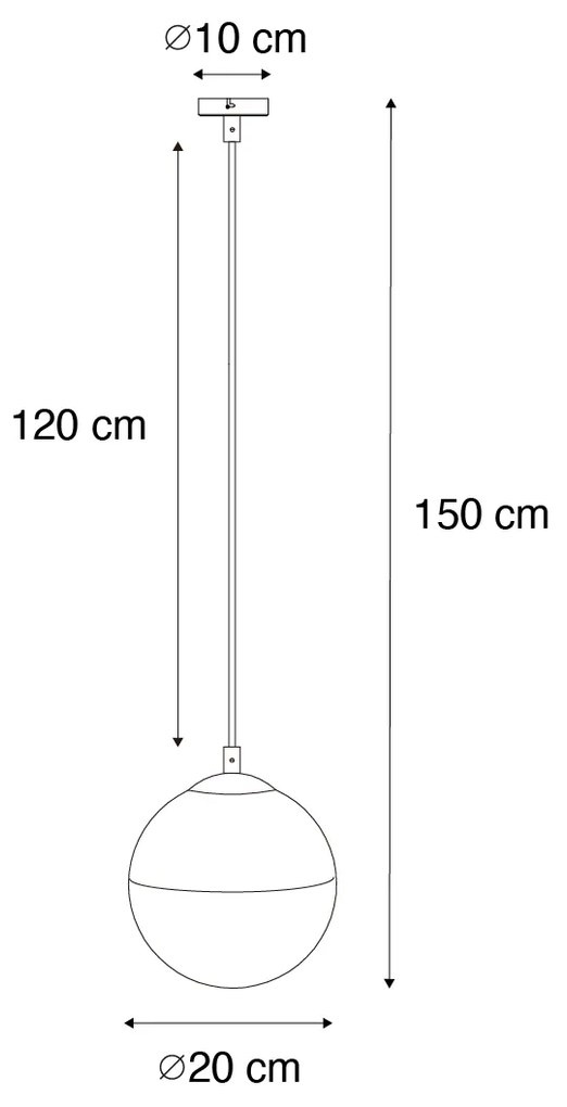 Candeeiro de suspensão retro preto com vidro transparente 20 cm - Eclipse Retro