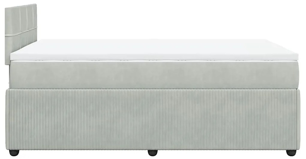 Cama boxspring c/ colchão 120x200 cm veludo cinzento-claro