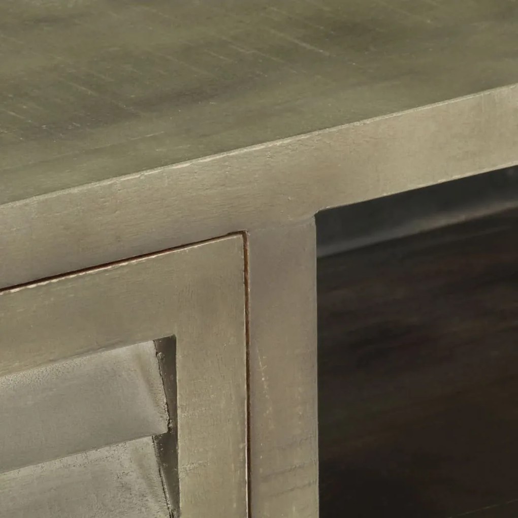 Móvel de TV 110x30x48 cm mangueira maciça cinzento e bronze