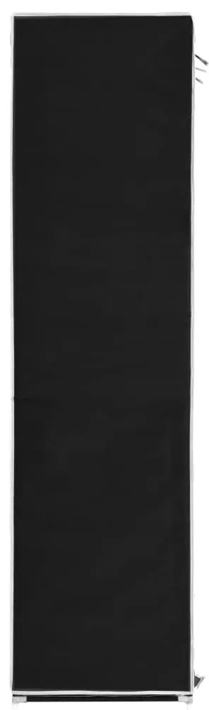 Roupeiro c/ compartimentos e varões 150x45x175 cm tecido preto