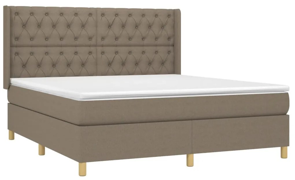 Cama box spring colchão/LED 160x200 cm tecido cinza-acastanhado