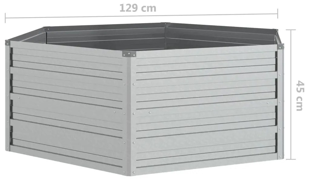 Canteiro elevado de jardim 129x45 cm aço galvanizado prateado