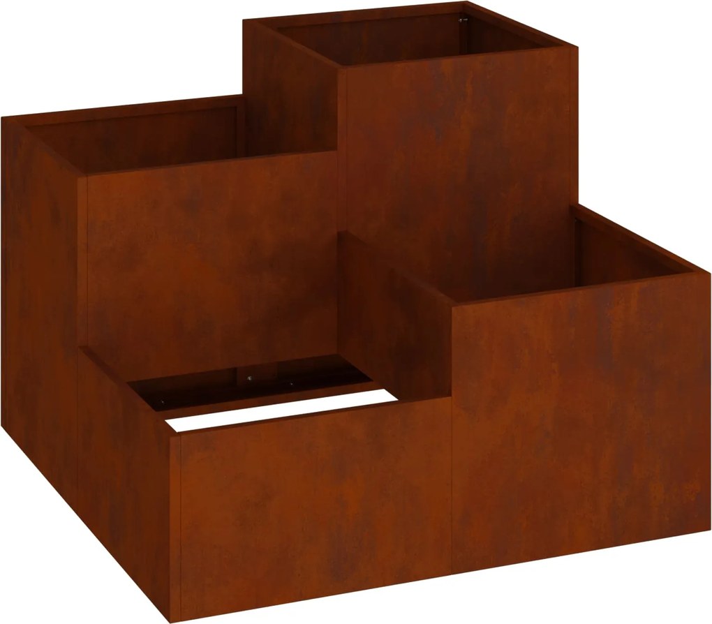 vidaXL Vaso de Jardim Ferro Enferrujado 100 x 100 x 60 cm