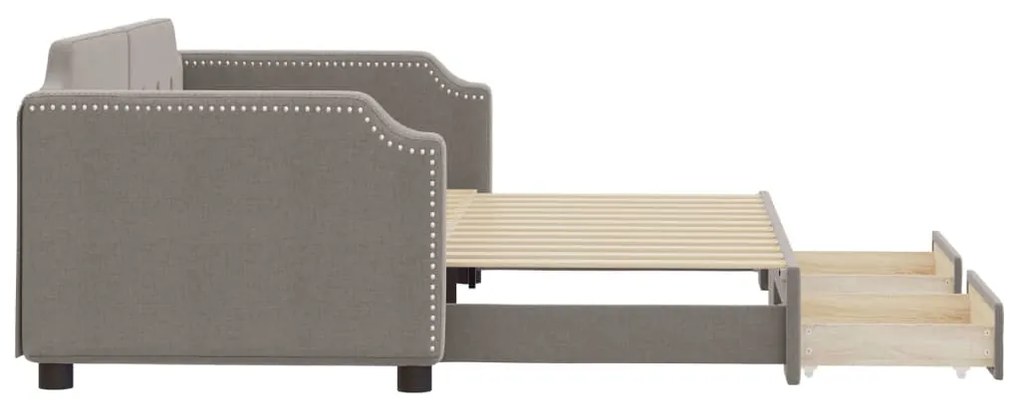 Sofá-cama c/ gavetão/gavetas 90x200 cm tecido cinza-acastanhado