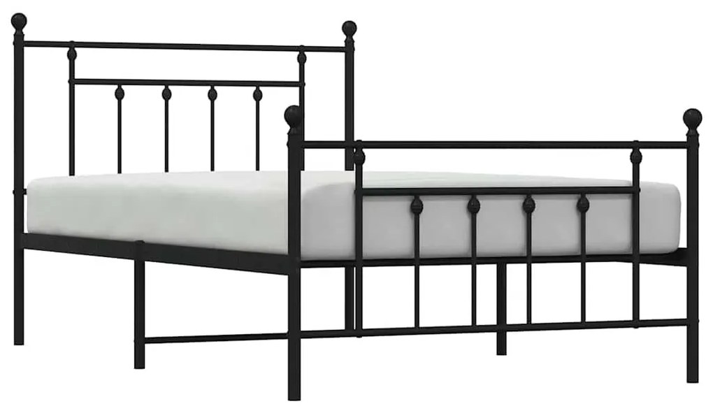 Estrutura de cama com cabeceira e pés 100x200 cm metal preto