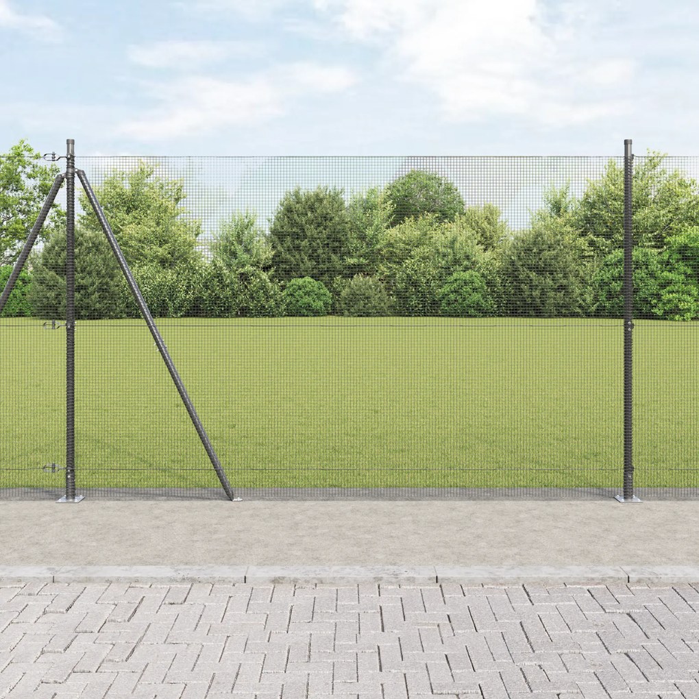 vidaXL Conjunto de Postes de Cerca Conjunto de 2 Cinza Metal, PVC