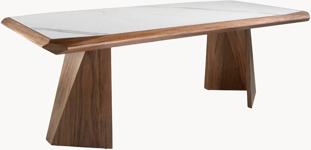 Mesa de jantar em madeira com tampo em efeito mármore Larissa