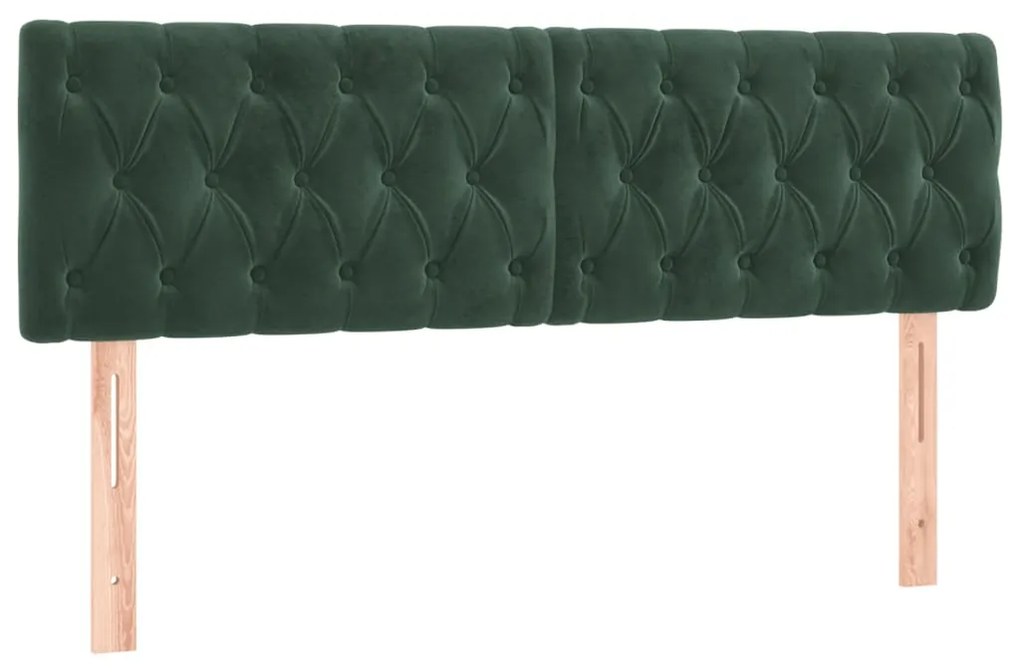 Cama box spring c/ colchão/LED 140x200 cm veludo verde-escuro