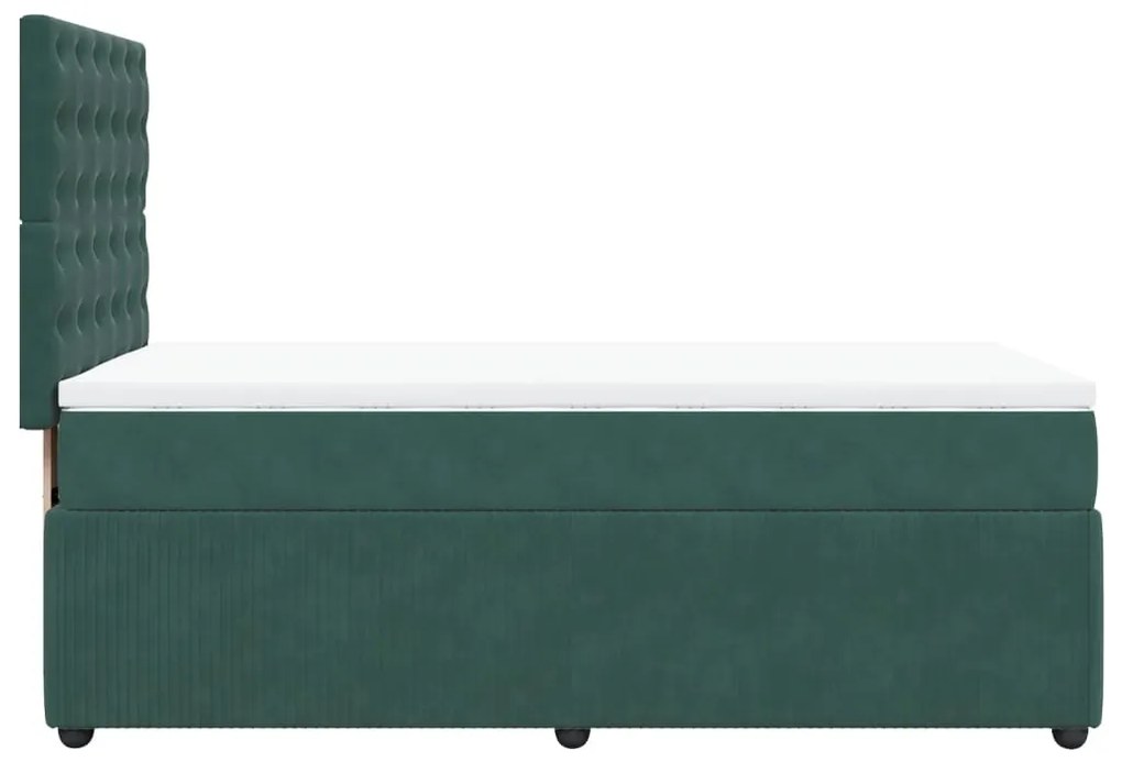 Cama com molas/colchão 90x190 cm veludo verde-escuro