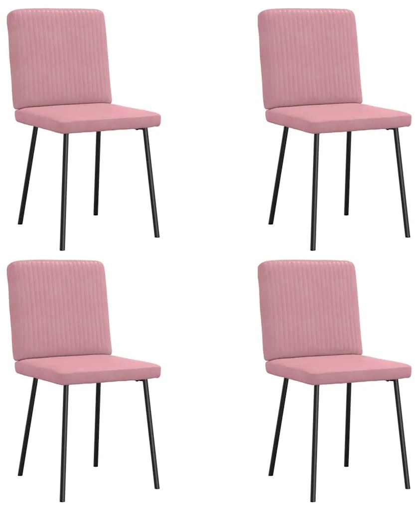 Cadeiras de jantar 4 pcs veludo rosa