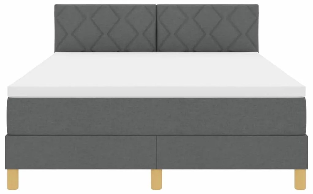 Cama Box Spring com Colchão &amp; LED Cinza Escuro 160x200 cm Tecido