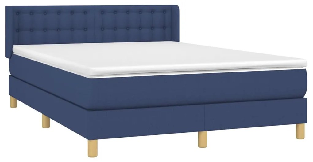 Cama com molas/colchão 140x200 cm tecido azul