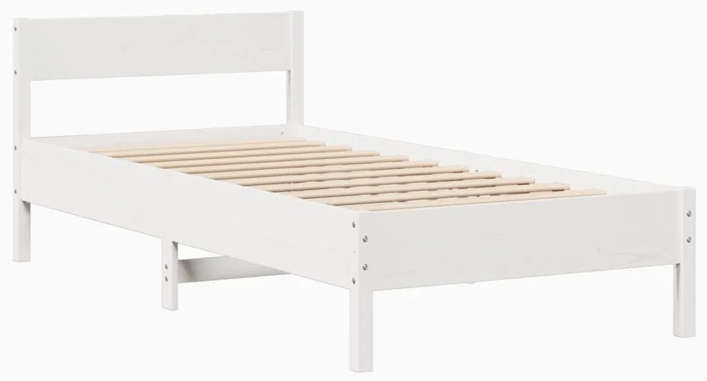 Cama sem colchão 90x200 cm madeira de pinho maciça branco
