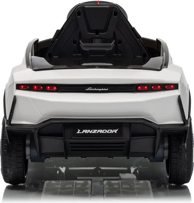 Carro elétrico para crianças Lamborghini Lanzador 12V, Pneus em borracha maciça, banco em pele sintética Branco