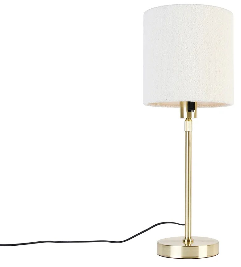 Candeeiro de mesa dourado regulável com abajur branco 20 cm - Parte Design
