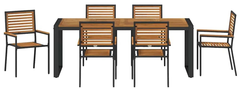 Conjunto de Jantar de Jardim vidaXL 7 Peças em Polyrattan Preto com Ac
