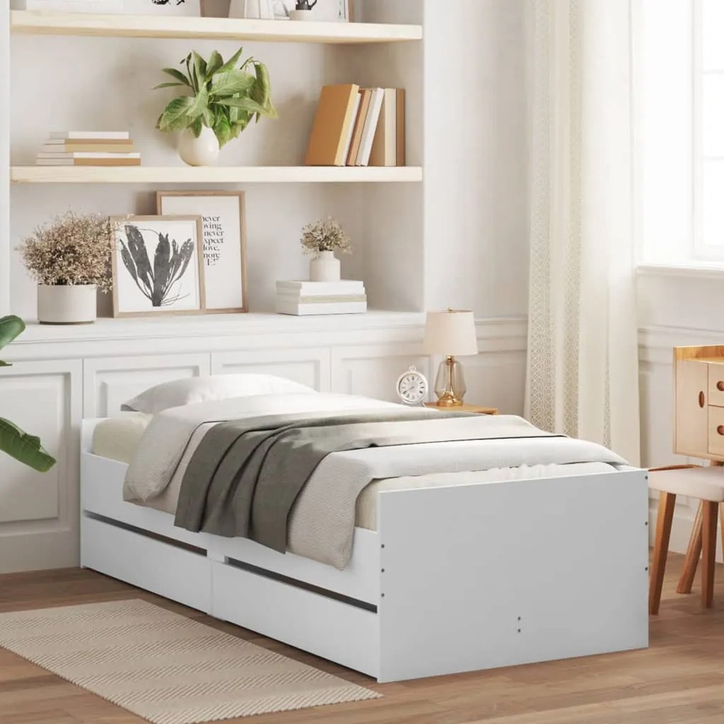 Estrutura de cama com gavetas 100x200 cm branco