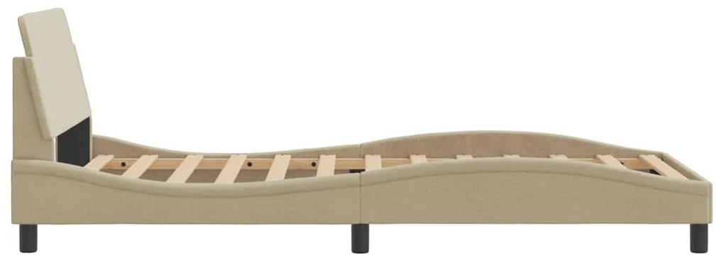 Estrutura de cama sem colchão 100x200 cm tecido cor creme