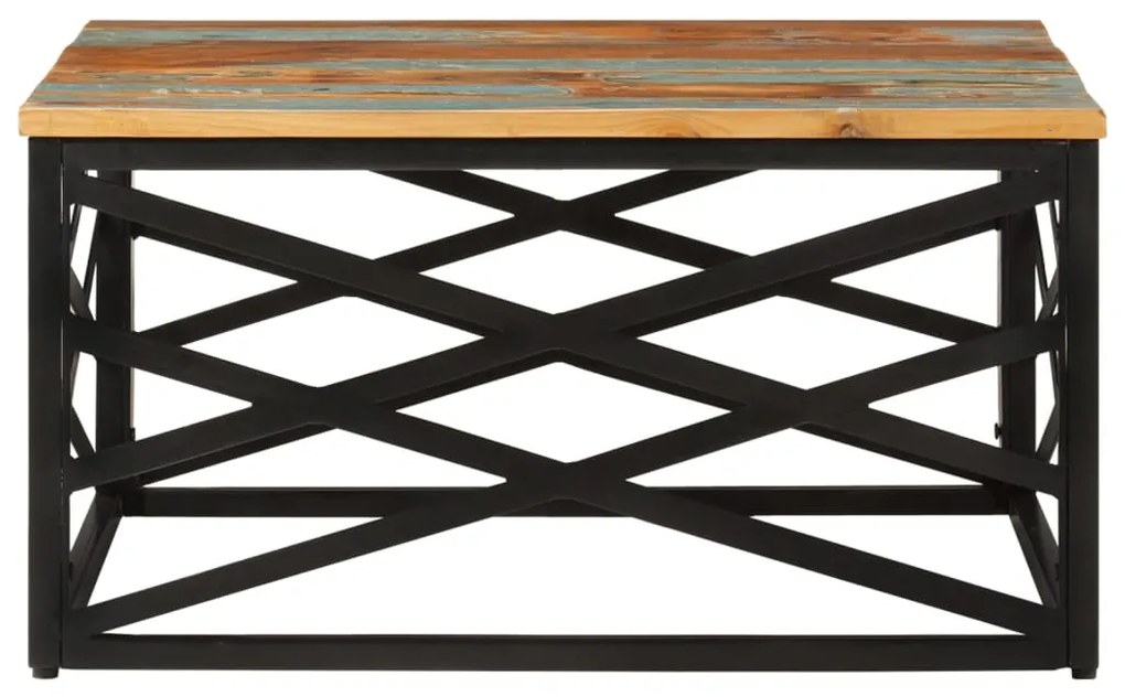 Mesa de centro 68x68x35 cm madeira recuperada maciça